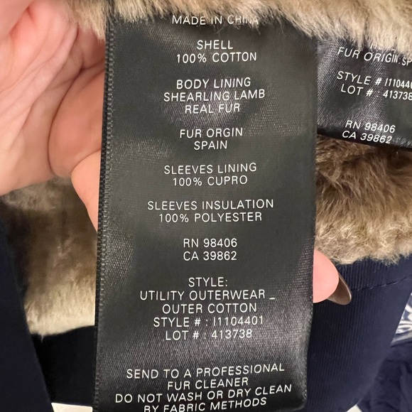 NWT!!! Theory utility outerwear navy ocean REAL shearling lamb fur - Picture 9 of 13